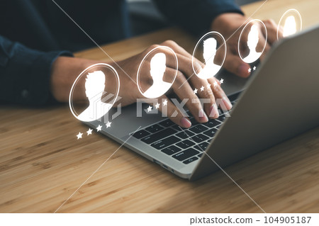 Business man choosing candidate. Human Resource search new employee. Business and recuit concept. 104905187