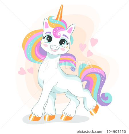Cute cartoon character unicorn 13 104905250