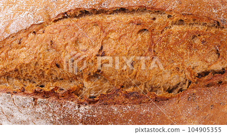 Loaf of organic bread close up 104905355