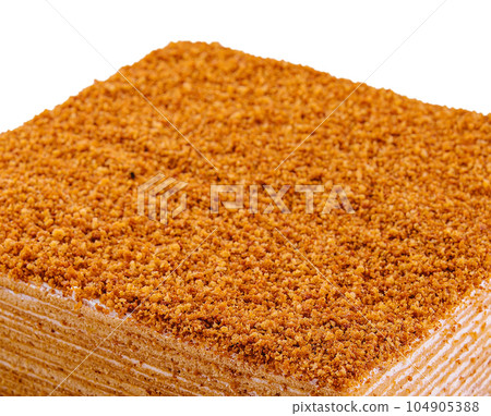 Sweet home layered honey cake on plate 104905388