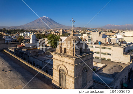 Aerial view of the Cathedral of Arequipa in the city of Arequipa Aerial view of the Cathedral of Arequipa in the city of Arequipa 104905670