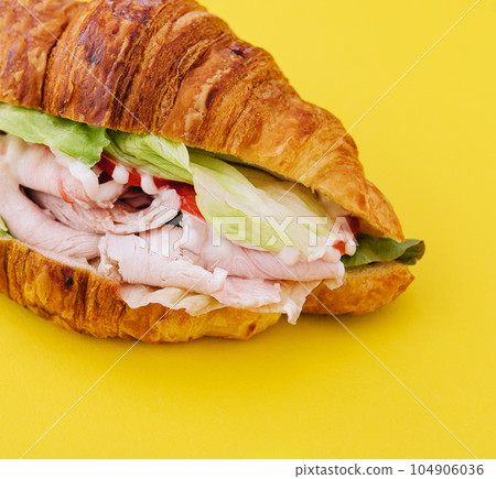 croissant brioche bread with chicken breast and vegetable croissant brioche bread with chicken breast and vegetable 104906036