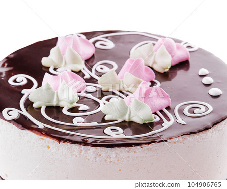 Cake mascarpone cream in chocolate icing Cake mascarpone cream in chocolate icing 104906765