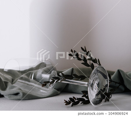 empty glass on stone close up empty glass on stone close up 104906924