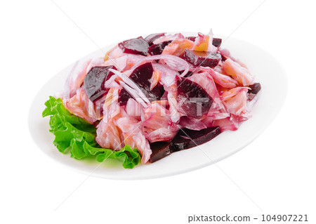 salad of sauerkraut, beets and onions 104907221