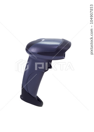 handled barcode scanner on a white background handled barcode scanner on a white background 104907853