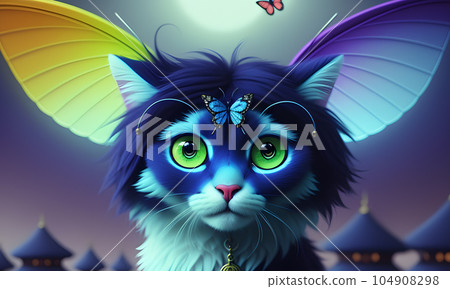 Fantastic creature a mixture of animal and insect, created with the help of artificial intelligence. 104908298