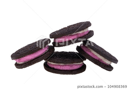 sandwich cookies with strawberry cream filling sandwich cookies with strawberry cream filling 104908369