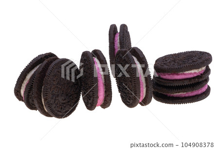 sandwich cookies with strawberry cream filling sandwich cookies with strawberry cream filling 104908378
