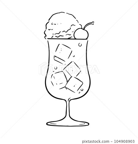 line drawing melon soda float 104908903