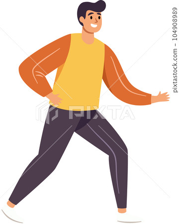Man Running, Active and Happy, Embracing a Healthy Lifestyle, Flat Style Cartoon Illustration. Man Running, Active and Happy, Embracing a Healthy Lifestyle, Flat Style Cartoon Illustration. 104908989