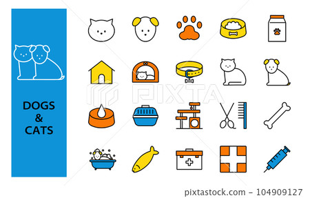 Pet related color icon set 104909127