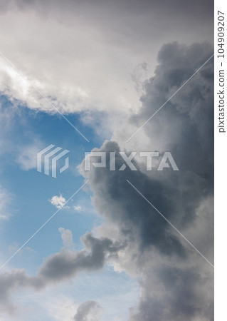 white storm clouds in sky background of nature. weather and climatic conditions, ecology 104909207