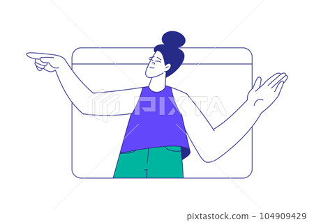 Young Woman at the Crossroads Think of Direction to Go Vector Illustration 104909429