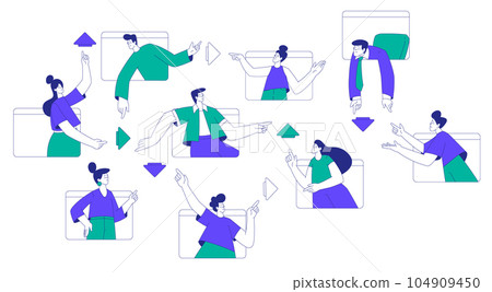 Man and Woman at the Crossroads Think of Direction to Go Vector Set Man and Woman at the Crossroads Think of Direction to Go Vector Set 104909450