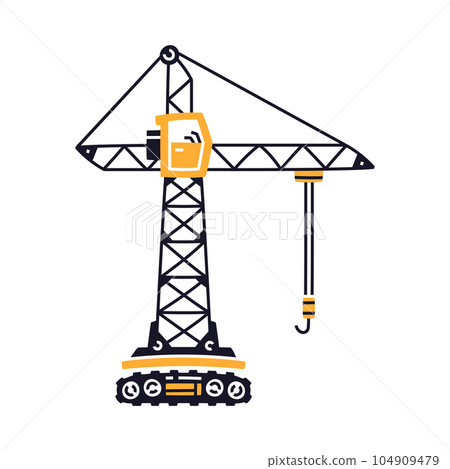 Yellow Crane as Construction Equipment and Heavy Machine for Industrial Work Vector Illustration Yellow Crane as Construction Equipment and Heavy Machine for Industrial Work Vector Illustration 104909479