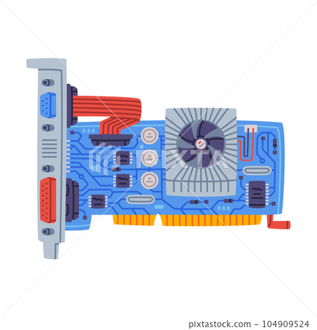 Display Video Card or Graphics Adapter as Personal Computer Accessory and Component for Repair Vector Illustration Display Video Card or Graphics Adapter as Personal Computer Accessory and Component for Repair Vector Illustration 104909524