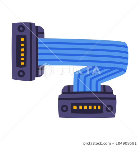 Ribbon Cable with Conducting Wires as Personal Computer Accessory and Component for Repair Vector Illustration Ribbon Cable with Conducting Wires as Personal Computer Accessory and Component for Repair Vector Illustration 104909591
