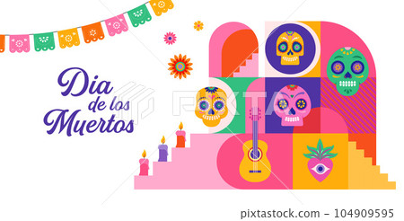 Dia de los muertos, Day of the dead, Mexican holiday, festival. Vector poster, banner and card in 104909595