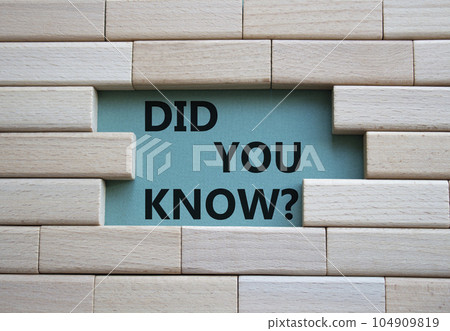 Did you know symbol. Wooden blocks with words Did you know. Beautiful grey green background. Business and Did you know concept. Copy space. Did you know symbol. Wooden blocks with words Did you know. Beautiful grey green background. Business and Did you know concept. Copy space. 104909819