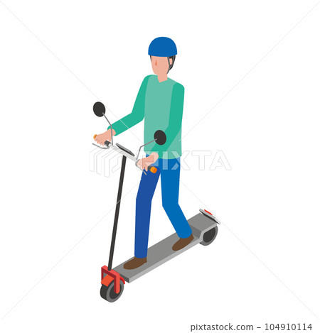 Man riding a kickboard 104910114