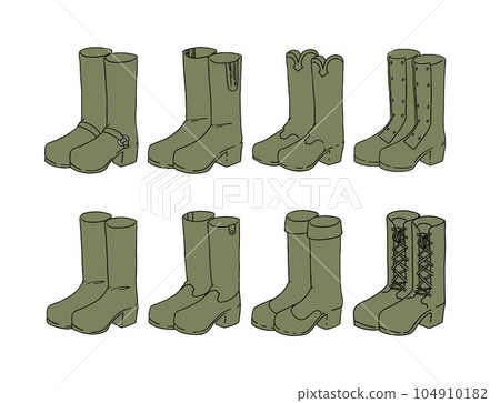 Illustration set of khaki boots Illustration set of khaki boots 104910182