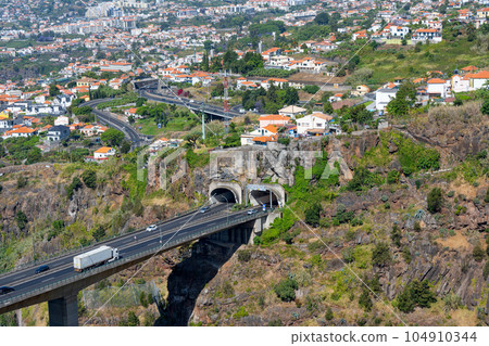 road with a tunnel in Funchal road with a tunnel in Funchal 104910344