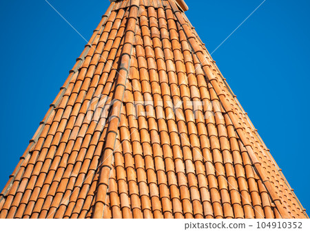 roof with red tiles close-up roof with red tiles close-up 104910352