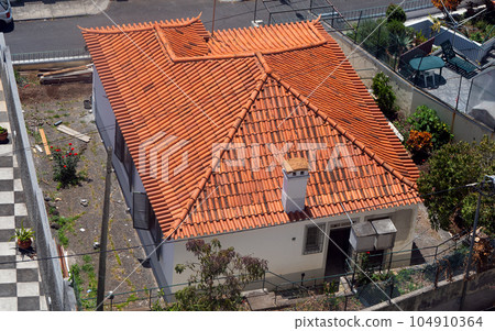 roof with red tiles close-up roof with red tiles close-up 104910364