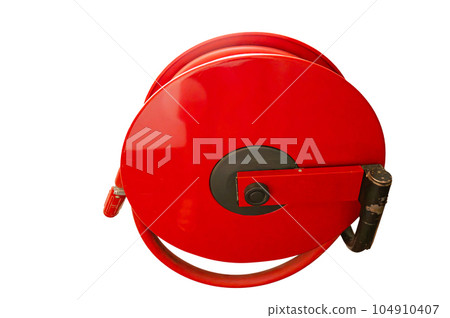 firefighter water hose isolated 104910407