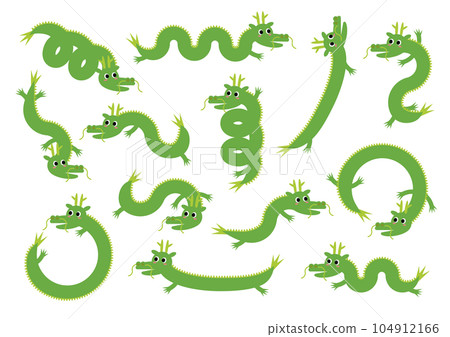 Illustration set of cute dragon characters Illustration set of cute dragon characters 104912166