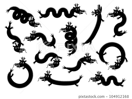 可愛的龍人物插圖集(黑色) 可愛的龍人物插圖集(黑色) 104912168