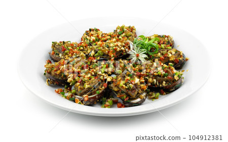 Stir Fried Abalone with chili and Garlic Chinese food Stir Fried Abalone with chili and Garlic Chinese food 104912381