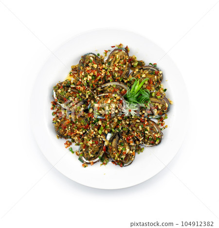 Stir Fried Abalone with chili and Garlic Chinese food Stir Fried Abalone with chili and Garlic Chinese food 104912382