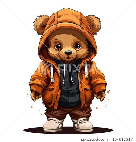 Cartoon Cute bear toy in a jacket. Vector illustration EPS10 104912517