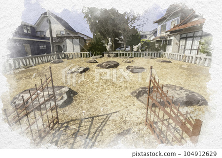 水彩風格的安藝國分寺歷史公園 安藝國分寺塔遺址 廣島縣東廣島市 104912629