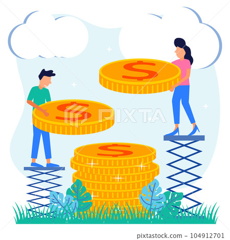 Illustration vector graphic cartoon character of Business revenue growth 104912701