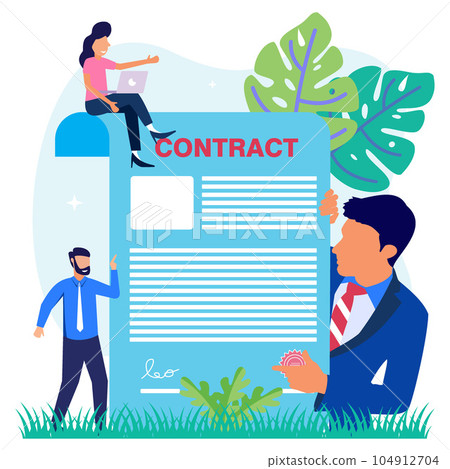 Illustration vector graphic cartoon character of business contract Illustration vector graphic cartoon character of business contract 104912704