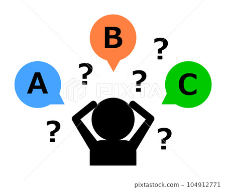 Illustration of a person suffering from three options 104912771