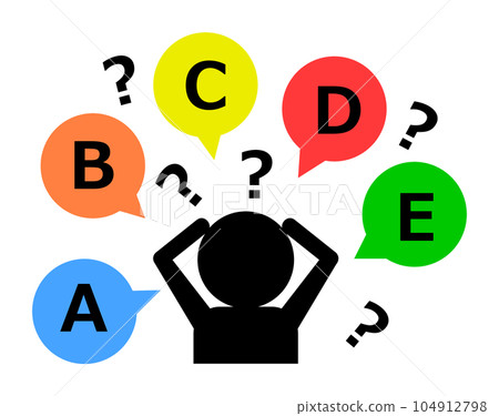Illustration of a person suffering from five choices 104912798