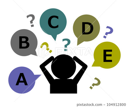 Illustration of a person suffering from five choices 104912800