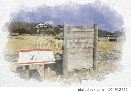 水彩風格安藝國分寺歷史公園板柵欄 廣島縣東廣島市 104912831