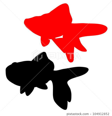 紅色和黑色金魚插圖剪影 紅色和黑色金魚插圖剪影 104912852