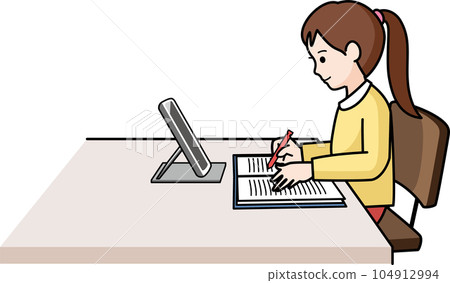 Girl studying on a tablet 104912994