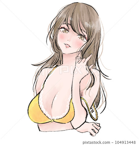 胸大的女人把頭髮紮起來強調胸 104913448