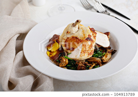 Gourmet plated chicken leg Gourmet plated chicken leg 104913789
