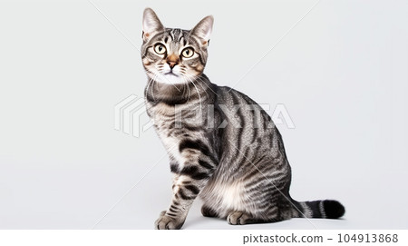 American shorthair cat white background 104913868