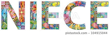 Word NIECE. Vector decorative zentangle object for any purpose Word NIECE. Vector decorative zentangle object for any purpose 104915044