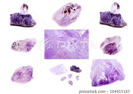 Collection of stone mineral Amethyst Collection of stone mineral Amethyst 104915187