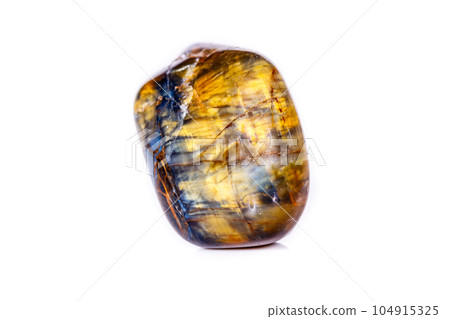 Macro mineral stone Petersit PAR on white background 104915325